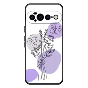 Силконовий чохол з принтом в квітах на Google Pixel 11 Pro XL (Букет фіолетова абстракція)