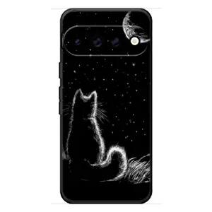 Чехол с принтом для Google Pixel 11 Pro XL (AlphaPrint) Модные коты (Котик и луна)