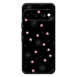 Чохол з розовим принтом для Google Pixel 11 Pro XL (Рожеві квіти на чорному)