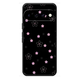 Чохол з розовим принтом для Google Pixel 11 Pro (Рожеві квіти на чорному)