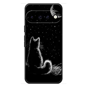 Чехол с принтом для Google Pixel 11 (AlphaPrint) Модные коты (Котик и луна)