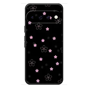 Чохол з розовим принтом для Google Pixel 11 (Рожеві квіти на чорному)