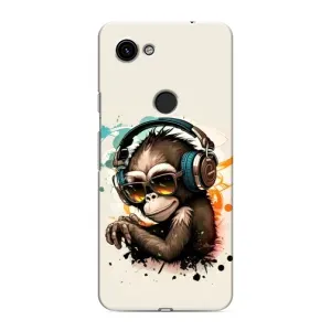 Чехол с принтом «Макака в наушниках» для Google Pixel 3a XL