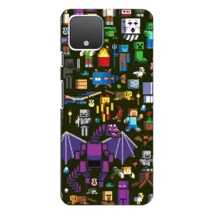 Чехол Майнкрафт на Google Pixel 4 XL (AlphaPrint) Minecraft (Коллаж Майнкрафт)