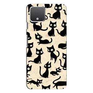 Чехол с рисунком кот на Google Pixel 4 (Черные коты)