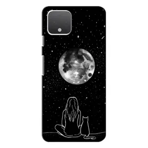 Чехол с рисунком кот на Google Pixel 4 (Девушка с котом)
