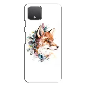 Чехлы с картинкой Лисички для Google Pixel 4 (VPrint) (Лисичка в цветочках)