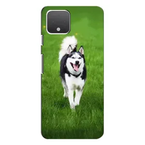 Чехол с Хаски для Google Pixel 4 - (AlphaPrint) (Радостный Хаски)