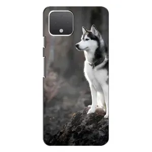 Чехол с Хаски для Google Pixel 4 - (AlphaPrint) (Верный пес)