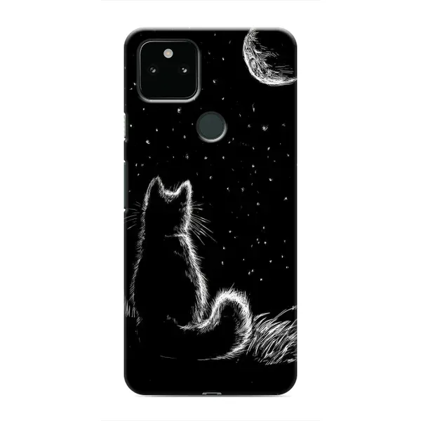 Чехол с принтом «Котик и луна» для Google Pixel 4a 5G Чехол с принтом «Котик и луна» для Google Pixel 4a 5G