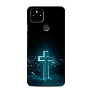 Чехол для Google Pixel 4a 5G (AlphaPrint) - (Христианские) (Крест и город)