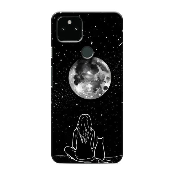 Чохол з принтом «Дівчина з котом» для Google Pixel 5 Чохол з принтом «Дівчина з котом» для Google Pixel 5