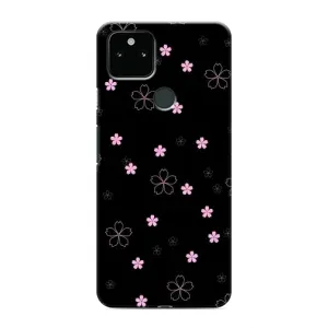 Чохол з принтом «Рожеві квіти на чорному» для Google Pixel 5