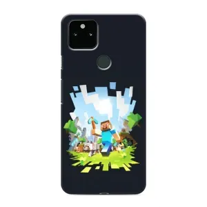 Чехол Майнкрафт на Google Pixel 5a 5G (AlphaPrint) Minecraft (персонажи Minecraft)