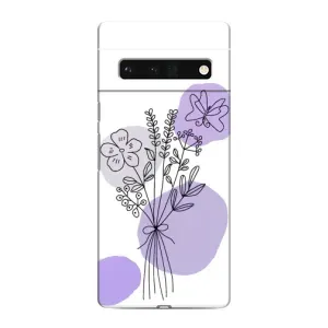 Силконовий чохол з принтом в квітах на Google Pixel 6 Pro (Букет фіолетова абстракція)