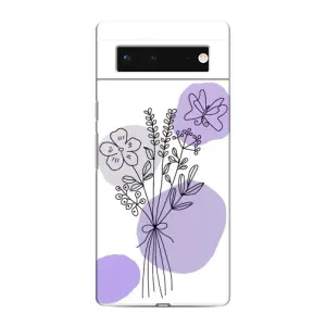 Силконовий чохол з принтом в квітах на Google Pixel 6 (Букет фіолетова абстракція)