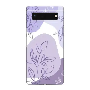 Силконовий чохол з принтом в квітах на Google Pixel 6 (Фіолетове листя абстракція)