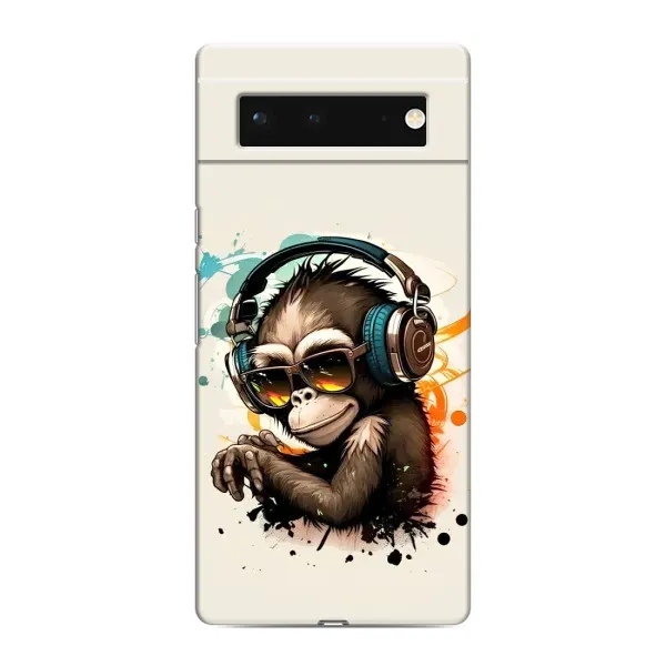 Чехол с принтом «Макака в наушниках» для Google Pixel 6 Чехол с принтом «Макака в наушниках» для Google Pixel 6