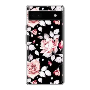 Чохли з квітами для Google Pixel 6a (VPrint) (Квіти на чорному)