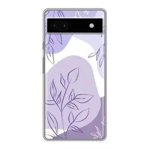 Силконовий чохол з принтом в квітах на Google Pixel 6a (Фіолетове листя абстракція)