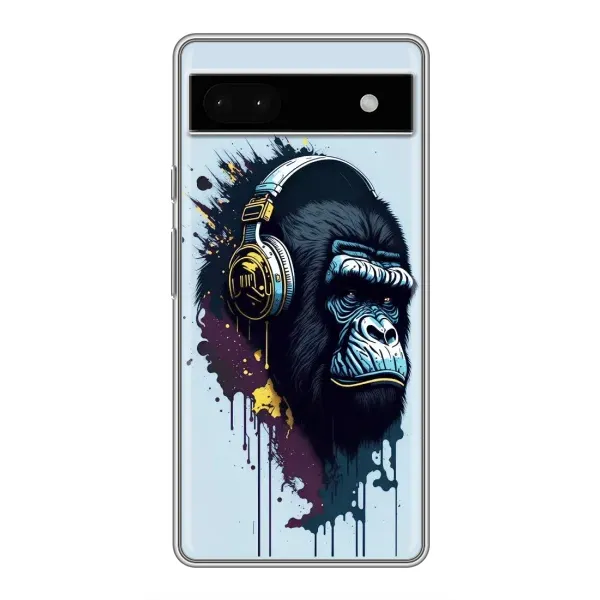 Чехол с принтом «Горилла в наушниках» для Google Pixel 6a