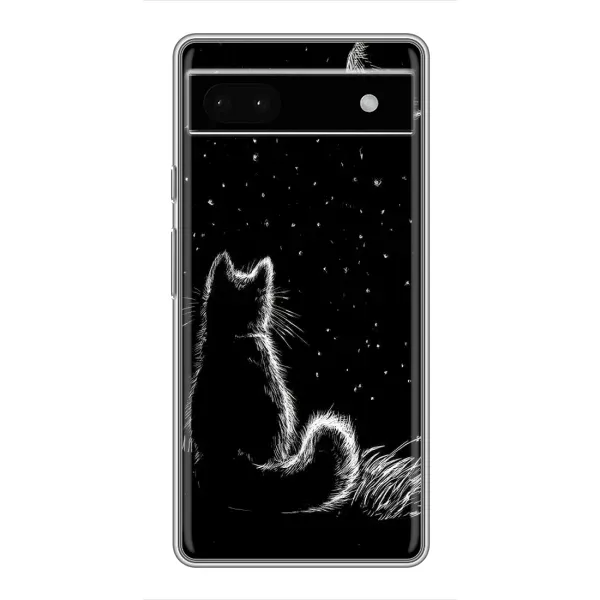 Чехол с принтом «Котик и луна» для Google Pixel 6a Чехол с принтом «Котик и луна» для Google Pixel 6a