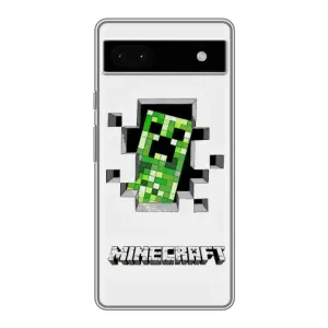 Чехол Майнкрафт на Google Pixel 6a (AlphaPrint) Minecraft (крипер Майнкрафт)