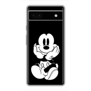 Эксклюзивный чехол для Google Pixel 6a (AlphaPrint - Мультяшные) (Микки на черном)