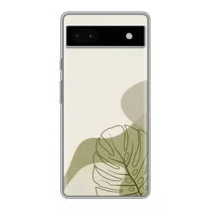 Силконовий чохол з принтом в квітах на Google Pixel 6a (Зелена монстера дизайн)