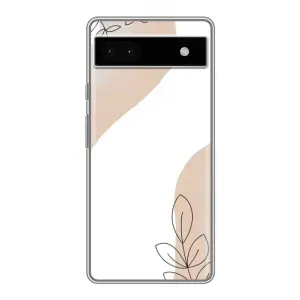 Силконовий чохол з принтом в квітах на Google Pixel 6a (Нюдова гілочка абстракція)