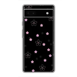 Чохол з принтом «Рожеві квіти на чорному» для Google Pixel 6a