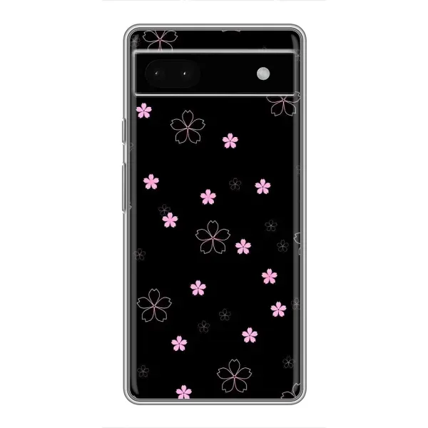 Чохол з принтом «Рожеві квіти на чорному» для Google Pixel 6a