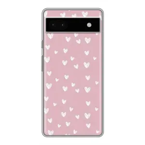 Чохол з принтом «Сердечки на рожевому» для Google Pixel 6a