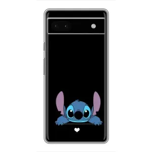 Чохол з принтом Стіч на Google Pixel 6a (Стіч на чорному)