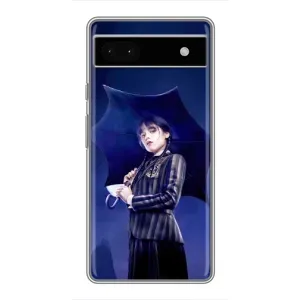 Чохли Венсдей на Google Pixel 6a Уенсдей (AlphaPrint) (Венздей з парасолькою)