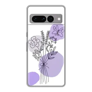 Силконовий чохол з принтом в квітах на Google Pixel 7 Pro (Букет фіолетова абстракція)