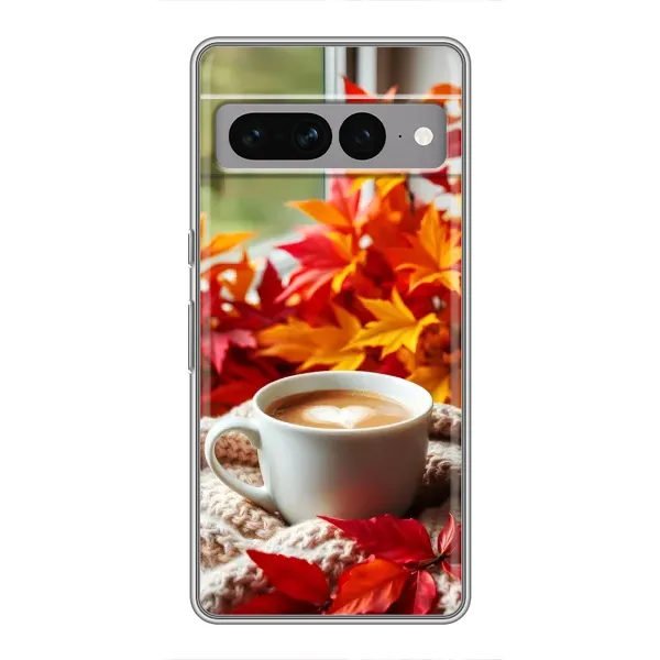 Чехол с принтом «Кофе и листья» для Google Pixel 7 Pro Чехол с принтом «Кофе и листья» для Google Pixel 7 Pro