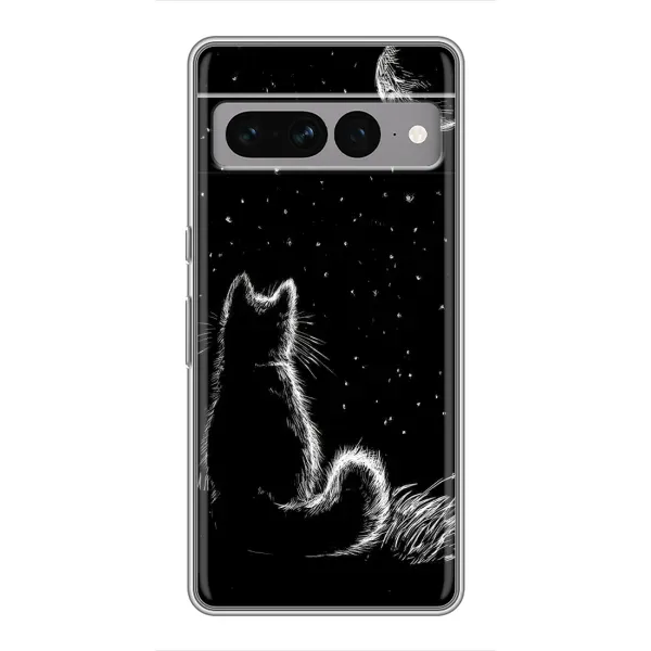 Чехол с принтом «Котик и луна» для Google Pixel 7 Pro Чехол с принтом «Котик и луна» для Google Pixel 7 Pro