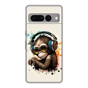 Чехол с принтом «Макака в наушниках» для Google Pixel 7 Pro