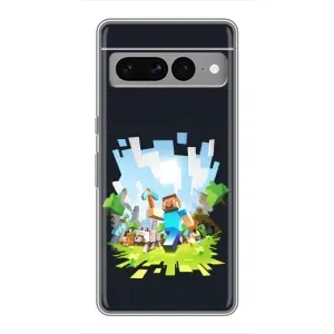 Чехол Майнкрафт на Google Pixel 7 Pro (AlphaPrint) Minecraft (персонажи Minecraft)