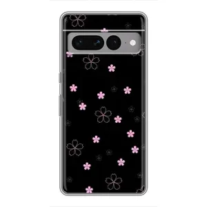 Чохол з принтом «Рожеві квіти на чорному» для Google Pixel 7 Pro