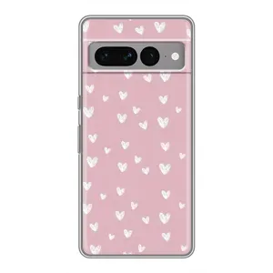 Чохол з принтом «Сердечки на рожевому» для Google Pixel 7 Pro