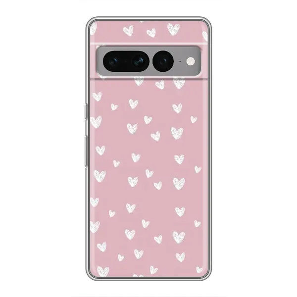 Чохол з принтом «Сердечки на рожевому» для Google Pixel 7 Pro