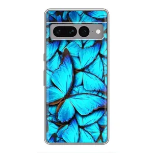 Чохол з принтом для Гугл Піксел 7 Про - (Прикольні) (AlphaPrint) (Сині метелики)