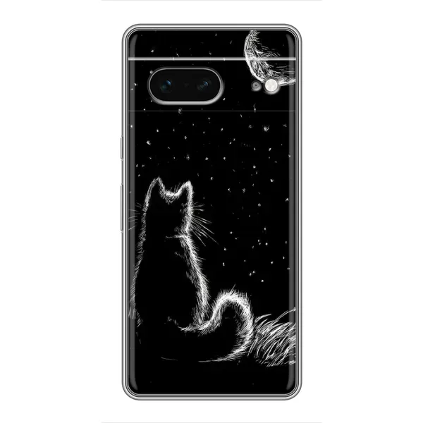 Чехол с принтом «Котик и луна» для Google Pixel 7 Чехол с принтом «Котик и луна» для Google Pixel 7