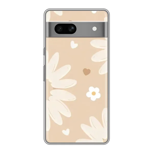 Чохол з принтом «Бежеві квіти» для Google Pixel 7A