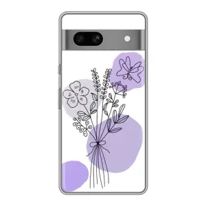 Силконовий чохол з принтом в квітах на Google Pixel 7A (Букет фіолетова абстракція)