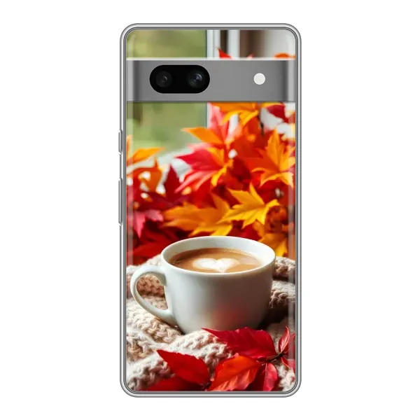 Чохол з принтом «Кава та листя» для Google Pixel 7A Чохол з принтом «Кава та листя» для Google Pixel 7A
