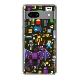 Чехол Майнкрафт на Google Pixel 7A (AlphaPrint) Minecraft (Коллаж Майнкрафт)