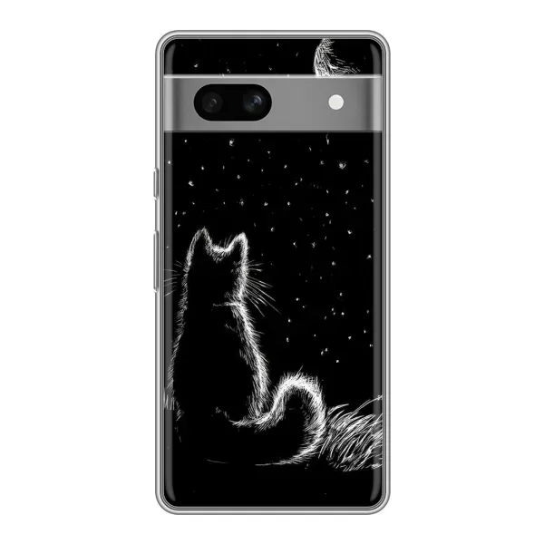 Чехол с принтом «Котик и луна» для Google Pixel 7A Чехол с принтом «Котик и луна» для Google Pixel 7A